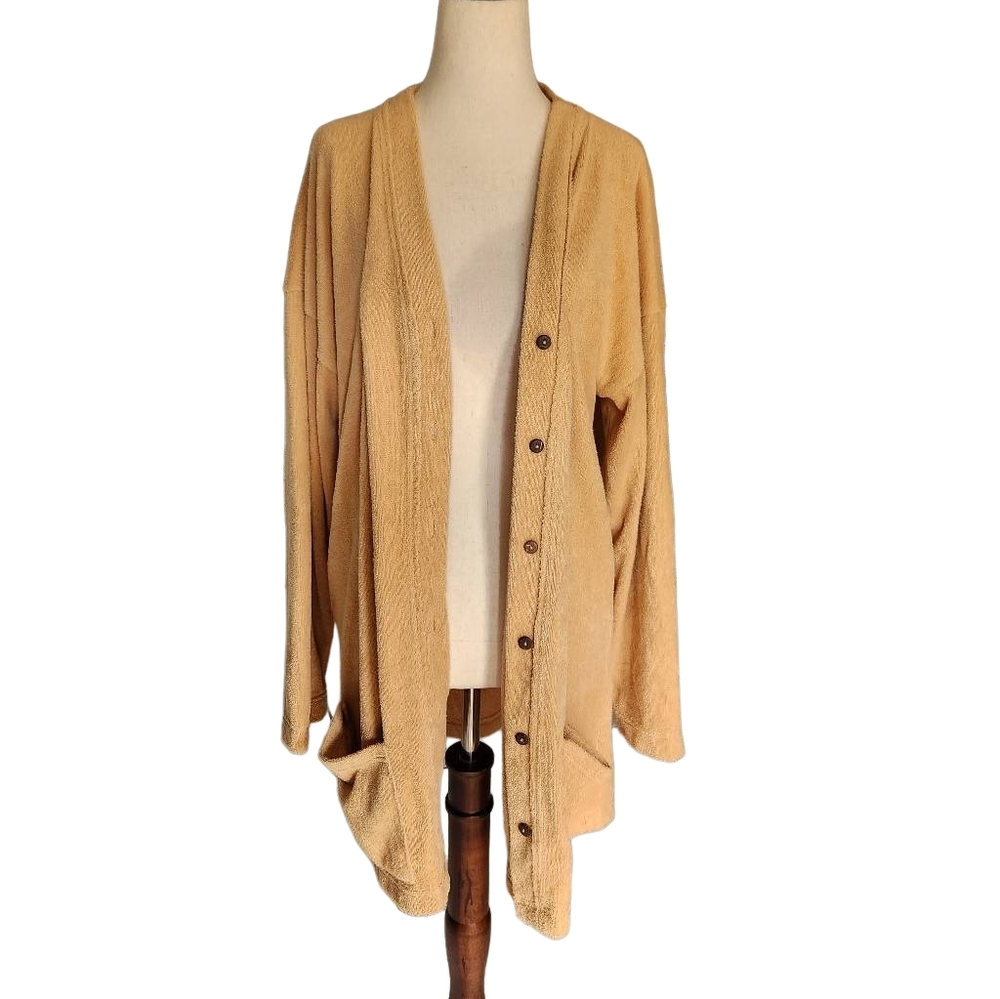 Light Camel Button-Front Women's Cardigan Sweater